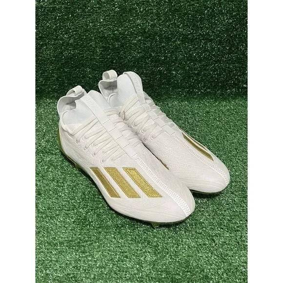 Adidas ADIZERO Primeknit Men's Football Cleats White Metallic Gold Sizes 8-13 - Picture 5 of 9